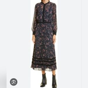 Club Monaco Pleated Floral Shirt Dress (Size 8)